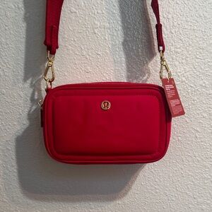lululemon athletica Red Crossbody Bag with Gold Hardware
